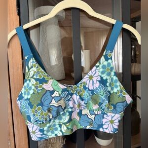 Aerie Floral Sports Bra - Blue and Green